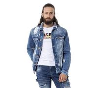 Jeansjacke CIPO & BAXX "Jacke", Herren, Gr. M, blau, 100% Baumwolle, unifarben, regular fit normal, Jacken, im destroyed Look (38648500-M) blau