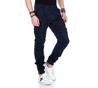 Cipo & Baxx Herren Jogpants Jeans Camouflage Jogger Hose Herren Slim Fit Narrow Leg Blau Camouflage W34 L34