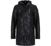 Cipo & Baxx Herren Kunstledermantel Jacke Parka Übergangsjacke Jacke mit Kapuze Gr.XL Schwarz