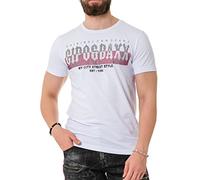Cipo & Baxx Herren Kurzarm Strasssteine T-Shirt Print Rundhals Baumwolle CT731 Weiß XL