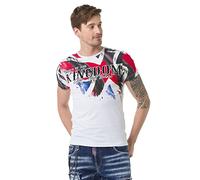 Cipo & Baxx Herren Kurzarm T-Shirt Freizeit Baumwolle Print Farbig T-Shirt Rundhals CT683 Weiß L