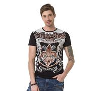 Cipo & Baxx Herren Kurzarm T-Shirt Sommer Baumwolle Rundhals Print Graffiti Design CT691 Schwarz M