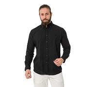 Businesshemd CIPO & BAXX "CH199", Herren, Gr. XL, US-Größen, schwarz, 75% Baumwolle, 25% Leinen, unifarben, slim fit, ohne Ausschnitt, Manschette mit Knöpfen, Hemden, Baumwoll-Leinen Mix (52409024-XL)