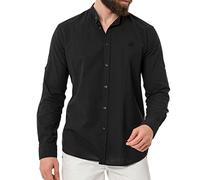 Cipo & Baxx Herren Leinen Hemd Langarm Stehkragen Regular Fit CH198 Schwarz M
