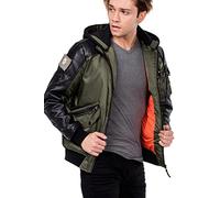 Bomberjacke CIPO & BAXX "Jacke", Herren, Gr. L, grün (khaki), 100% Polyester, unifarben, Basic, regular fit normal, Jacken Bomberjacke, mit abnehmbarer Kapuze, CM-134 (25508749-L) khaki