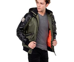 Cipo & Baxx Herren Mantel CM134 Khaki - Stylische Winterjacke im modernen Design mit warmem Innenfutter, abnehmbarer Kapuze und funktionalen Details für kalte Tage - CM134 Khaki M