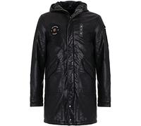 Cipo & Baxx Herren Mantel CM148 Schwarz - Stylische Winterjacke im modernen Design mit warmem Innenfutter, abnehmbarer Kapuze und funktionalen Details für kalte Tage - CM148 Schwarz XL