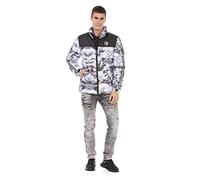 Cipo & Baxx Herren Jacke Steppjacke Winterjacke Marmor Design Bubble Outdoor CM183 Grau M