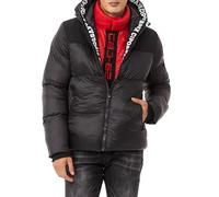 Cipo & Baxx Herren Jacke Steppjacke Winter Markenprint Kapuze Reißverschluss CM216 Schwarz XL