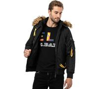Cipo & Baxx Herren Freizeitjacke Bomberjacke Collegejacke Kapuze Fell Reißverschluss Jacke Outdoorjacke CM220 Schwarz XL