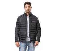 Cipo & Baxx Herren Mantel CM225 Schwarz - Stylische Winterjacke im modernen Design mit warmem Innenfutter, abnehmbarer Kapuze und funktionalen Details für kalte Tage - CM225 Schwarz 3XL