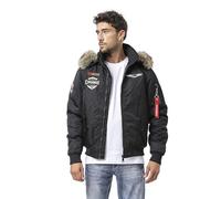 Winterjacke CIPO & BAXX "CM229", Herren, Gr. XXL, schwarz, 100% Nylon, unifarben, regular fit normal, Rundhals, Jacken Winterjacke, mit mehreren Patches, Stickereien und Label-Elementen (52927342-XXL)