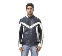Bikerjacke CIPO & BAXX "CM230", Herren, Gr. 3XL, navy, weiß, Stoff, 47% Polyurethan, 43% Polyester, 10% Viskose, gestreift, festlich, relaxed fit normal, Rundhals, Jacken, Motorrad-Look mit sportliche