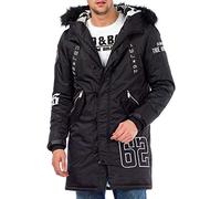 Cipo & Baxx Herren Parka Winterjacke Kapuzenjacke Mantel Jacke mit Markendetails Gr.XL Schwarz