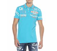 Poloshirt CIPO & BAXX, Herren, Gr. M, turquoise, Jersey, Obermaterial: 95% Baumwolle, 5% Elasthan, bedruckt, regular fit normal, Rundhals, Bündchen kontrastfarben, Shirts (84090623-M) turquoise