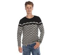 Rundhalspullover CIPO & BAXX "Pullover", Herren, Gr. S, grau, 50% Baumwolle;50% Polyacryl, bedruckt, casual, regular fit, Rundhals, Langarm, Pullover (39916238-S) grau