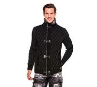 Cipo & Baxx Herren Strickjacke Cardigan Pullover Stehkragen Jacke mit Fell Anthracite S