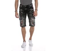 Cipo & Baxx Herren Shorts Bermuda Capri Kurze Hose Denim Jeans Sweat Jeans-Short CK224 Schwarz 40