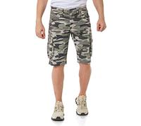 Cipo & Baxx Herren Shorts Camouflage Tarnmuster Cargo Gestreift Bermuda Kurze Hose CK286 Camouflage W36