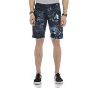 Cipo & Baxx Herren Shorts Kurze Hose Bermuda Jeansshorts Capri Denim Destroyed Casual Batikwaschung CK205 Dunkelblau W42