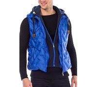 Cipo & Baxx Herren Steppweste Outdoor Weste Stehkragenweste Ärmellose Weste mit Sweatkapuze Gr.XL Blau