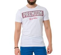 Cipo & Baxx Herren Strasssteine Print T-Shirt Kurzarm Baumwolle CT732 Weiß L