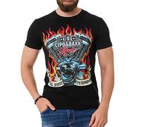 Cipo & Baxx Herren Strasssteine Print T-Shirt Kurzarm CT730 Schwarz XL