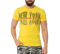 Cipo & Baxx Herren Strasssteine Print T-Shirt Kurzarm CT733 Gelb L