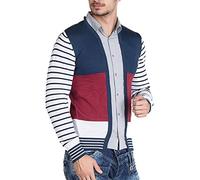 Cipo & Baxx Herren Strickpullover 2 in 1 Design Strickjacke Langarmpullover Sweater Männer Pullover C-6367 Dunkelblau XXL