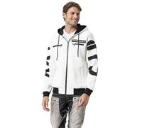 Strickjacke CIPO & BAXX "Sweatjacken", Herren, Gr. XL, ecru, 70% Baumwolle, 30% Polyester, unifarben, regular fit, Raglanärmel, Strickjacken Strickjacke, mit Ärmel- und Rückenprint (27241710-XL) ecru
