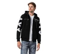 Strickjacke CIPO & BAXX "Sweatjacken", Herren, Gr. M, schwarz-weiß (schwarz), 70% Baumwolle, 30% Polyester, unifarben, regular fit, Raglanärmel, Strickjacken Strickjacke, mit Ärmel- und Rückenprint (1
