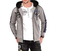 Sweatjacke CIPO & BAXX "Sweatjacken", Herren, Gr. L, grau melange, 70% Baumwolle, 30% Polyester, bedruckt, regular fit normal, Raglanärmel Bündchen, Sweatjacken Sweatjacke, mit Materialmix und Label-D
