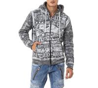 Cipo & Baxx Herren Sweatjacke Hoodie Alloverprint Kapuze Sweater Pullover Jacke Reißverschluss CL544 Anthracite M