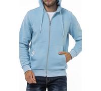 Cipo & Baxx Herren Sweatjacke Hoodie CL556 Blau - Stylischer Pullover im Modernen Casual Streetwear Stil mit Reißverschluss & Kapuze für Alltag Freizeit & Party - CL556 Blau L