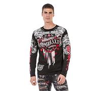 Cipo & Baxx Herren Sweatshirt CL450 Schwarz - Stylischer Pullover im Modernen Streetwear Look mit Rundhals & Print - Bequemer Sweater für Alltag, Freizeit & Party - CL450 Schwarz XL
