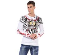 T-Shirt CIPO & BAXX "Sweatshirts", Herren, Gr. S, weiß, 95% Baumwolle;5% Elasthan, bedruckt, casual, regular fit, Langarm, Shirts, mit coolem Print (89630057-S) weiß