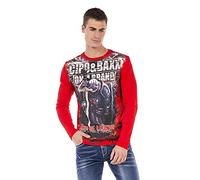 T-Shirt CIPO & BAXX "Sweatshirts", Herren, Gr. XL, rot, 95% Baumwolle;5% Elasthan, bedruckt, casual, regular fit, Rundhals, Langarm, Shirts, mit coolem Print (86752238-XL) rot