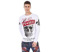 Cipo & Baxx Herren Sweatshirt CL454 Weiß - Stylischer Pullover im Modernen Streetwear Look mit Rundhals & Print - Bequemer Sweater für Alltag, Freizeit & Party - CL454 Weiß M