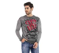 T-Shirt CIPO & BAXX "Sweatshirts", Herren, Gr. M, grau (anthrazit), 95% Baumwolle, 5% Elasthan, bedruckt, regular fit, Shirts T-Shirt, mit effektvollem Print (47157607-M) anthrazit