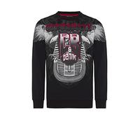 Cipo & Baxx Herren Langarmshirt Print Longsleeve Rundhals Sweater CL515 Schwarz L