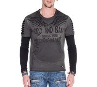 Cipo & Baxx Herren Sweatshirt Longsleeve Langarmshirt Sweat Pullover Sweater Anthracite Gr.L