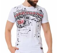 Cipo & Baxx Herren T-Shirt Baumwolle Kurzarm Rundhals Print Shirt CT713 Weiß XL