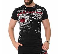 Cipo & Baxx Herren T-Shirt Baumwolle Kurzarm Rundhals Print Shirt CT713 Schwarz L