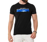 Cipo & Baxx Herren T-Shirt Baumwolle Rundhals Brustprint Kurzarm Freizeitshirt CT711 Schwarz L