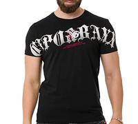 Cipo & Baxx Herren T-Shirt Baumwolle Rundhalsausschnitt mit Kursiver Schriftart CT768 Schwarz XL