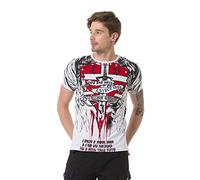 Cipo & Baxx Herren T-Shirt Kurzarm Strasssteine Rundhals Print Baumwolle Freizeit Shirt CT673 Weiß XL