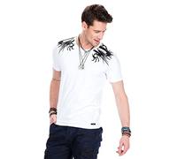 Cipo & Baxx Herren T-Shirt Print Edelsteine Klassisch Rundhals Kurzarm Shirt Sommer CT376 Weiß S