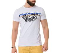 Cipo & Baxx Herren T-Shirt Print Strass-Schriftzug Kurzarm CT721 Weiß L