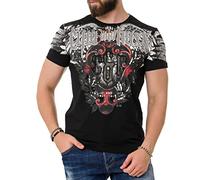 Cipo & Baxx Herren T-Shirt Print Strasssteine Kurzarm CT728 Schwarz XL