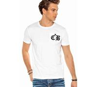 Cipo & Baxx Herren T-Shirt Rundhals Kurzarm Baumwolle Motiv Bestickt Shirt CT573 Weiß S